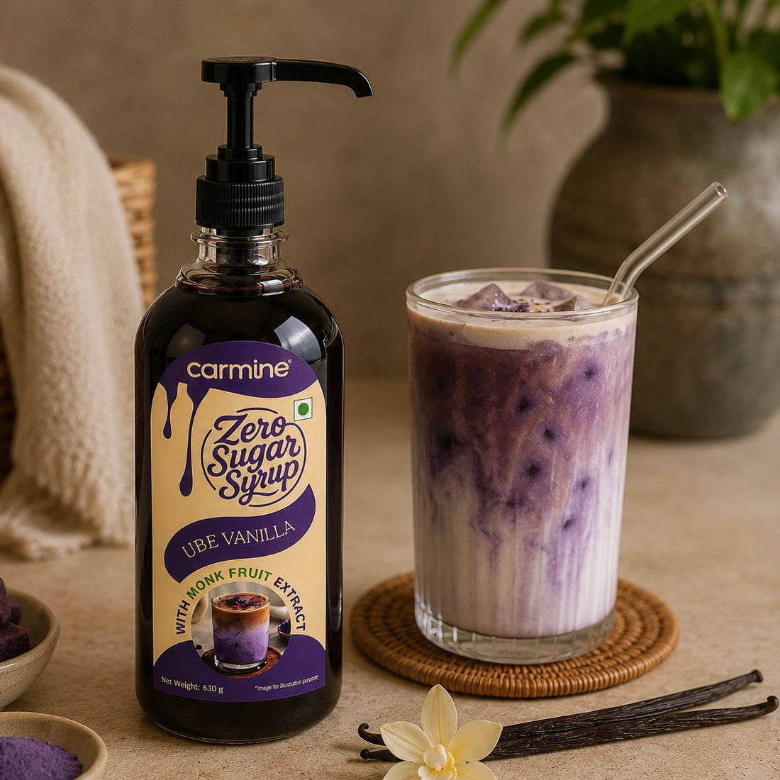 Zero Sugar Syrup - Pump Bottle - Natural, Plant-Based, Contains Monk Fruit Extract, 630 g