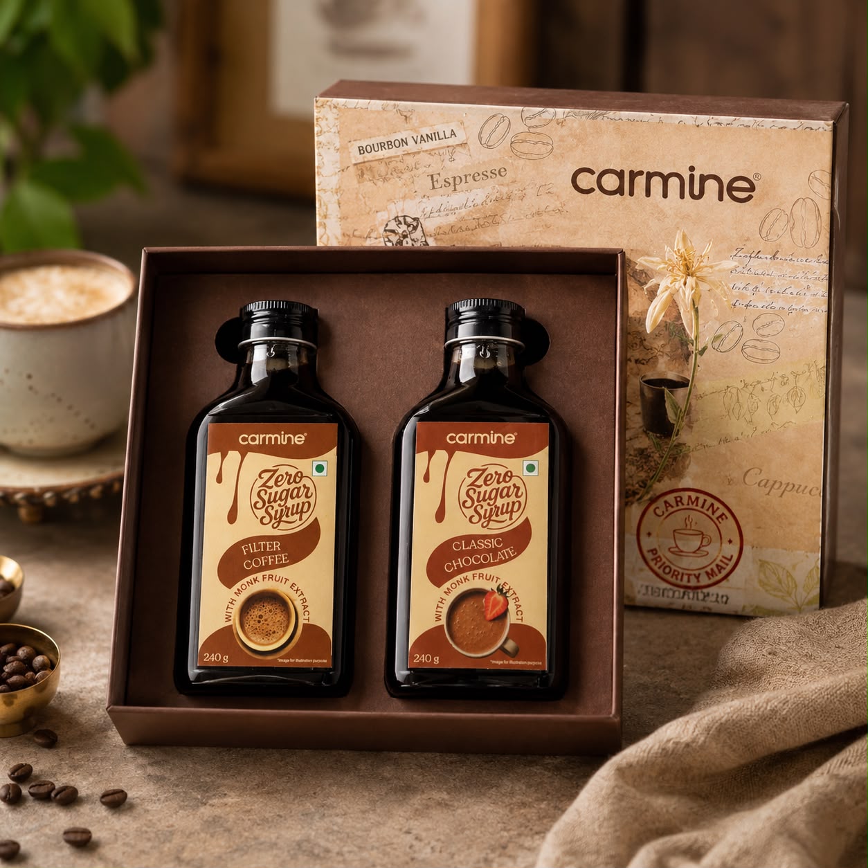 Zero Sugar Syrups Gift Pack | Filter Coffee and Classic Chocolate | 240 g each