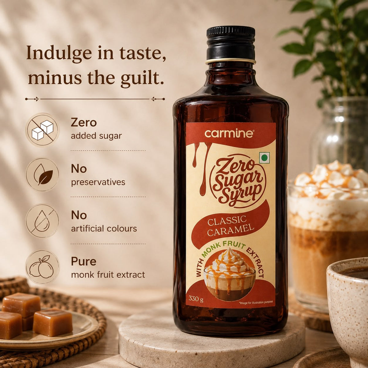 Zero Sugar Syrup - Natural, Plant-Based, Contains Monk Fruit Extract