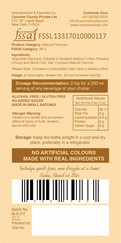 Zero Sugar Syrup - Natural, Plant-Based, Contains Monk Fruit Extract