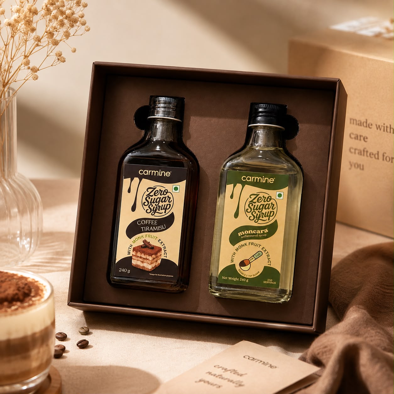 Zero Sugar Syrups Gift Pack | Moncara and Coffee Tiramisu | 240 g each