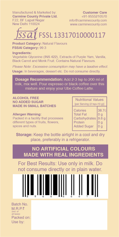 Zero Sugar Syrups Gift Pack | Ube Vanilla and French Vanilla | 240 g each