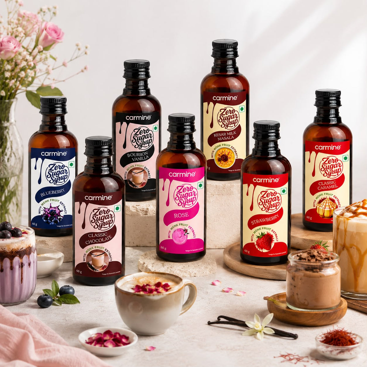 Zero Sugar Syrups | Magical Milkshakes | Pack of 7 Flavours | 60 g each