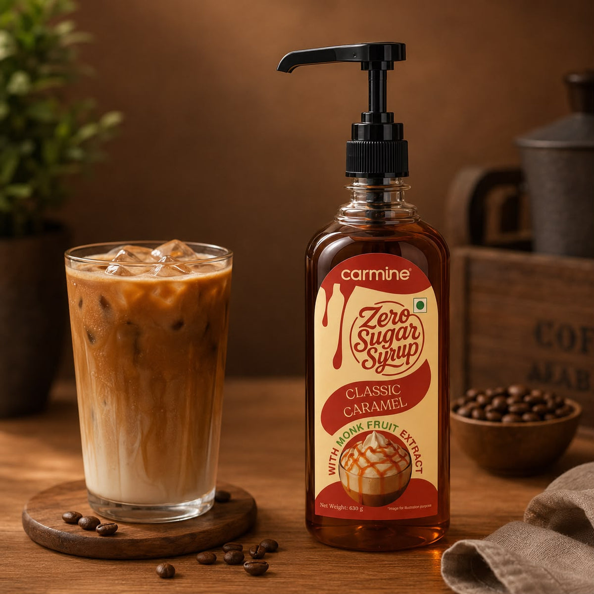Zero Sugar Syrup - Pump Bottle - Natural, Plant-Based, Contains Monk Fruit Extract, 630 g