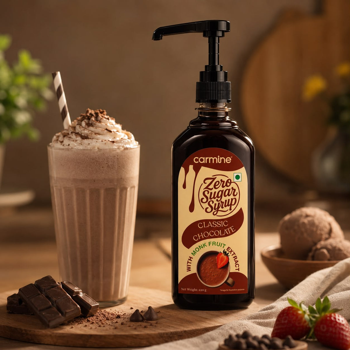 Zero Sugar Syrup - Pump Bottle - Natural, Plant-Based, Contains Monk Fruit Extract, 630 g