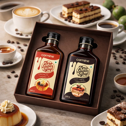 Zero Sugar Syrups Gift Pack | French Vanilla and Coffee Tiramisu Syrup | 240 g each