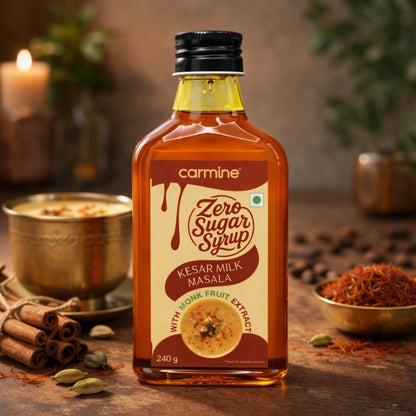 Zero Sugar Syrups Desi Flavours Gift Pack | Kesar Milk Masala and Rose Syrup | 240 g each