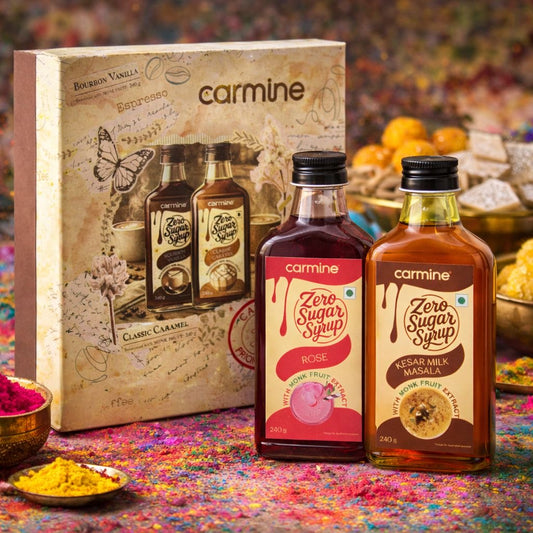 Zero Sugar Syrups Holi Gift Pack | Kesar Milk Masala and Rose Syrup | 240 g each