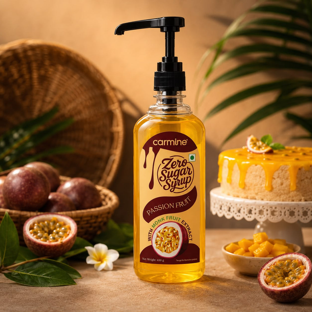 Zero Sugar Syrup - Pump Bottle - Natural, Plant-Based, Contains Monk Fruit Extract, 630 g