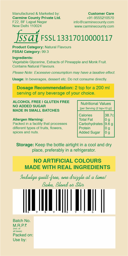 Zero Sugar Syrup - Natural, Plant-Based, Contains Monk Fruit Extract